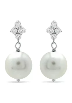 Wholesale 👍 Fresh Water Pearl and Cubic Zirconia Drop Earring in Sterling Silver by Belk & Co. 😍 -DealsBelk & Co. Store Belk 10860