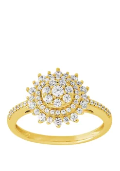 Discount 😉 1/2 ct. t.w. Diamond Flower Ring in 10k Yellow Gold by Belk & Co. 😍 -DealsBelk & Co. Store Belk 10870