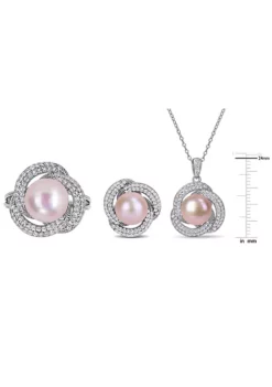 New 👍 3-Piece Set of 9-10.5MM Pink Freshwater Cultured Pearl and 3.07 ct. t.g.w. Cubic Zirconia Ring, Earrings and Pendant with Chain in Sterling Silver by Belk & Co. 🛒 8 New 👍 3-Piece Set of 9-10.5MM Pink Freshwater Cultured Pearl and 3.07 ct. t.g.w. Cubic Zirconia Ring, Earrings and Pendant with Chain in Sterling Silver by Belk & Co. 🛒 -DealsBelk & Co. Store Belk 10896