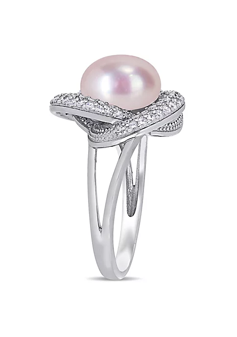 New 👍 3-Piece Set of 9-10.5MM Pink Freshwater Cultured Pearl and 3.07 ct. t.g.w. Cubic Zirconia Ring, Earrings and Pendant with Chain in Sterling Silver by Belk & Co. 🛒 4 New 👍 3-Piece Set of 9-10.5MM Pink Freshwater Cultured Pearl and 3.07 ct. t.g.w. Cubic Zirconia Ring, Earrings and Pendant with Chain in Sterling Silver by Belk & Co. 🛒 - Image 4