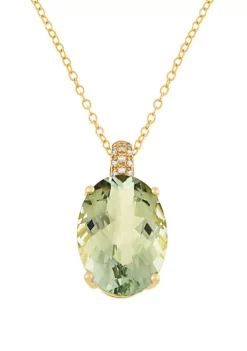Brand new 👏 12.5 ct. t.w. Green Amethyst, 0.05 ct. t.w. Diamonds Pendant Necklace in 10k Yellow Gold by Belk & Co. 😍 -DealsBelk & Co. Store Belk 10903