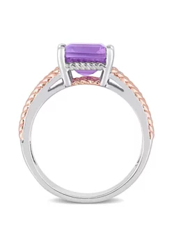 Cheap 🎁 Octagon Amethyst and White Topaz Cocktail Ring in White and Rose Plated Sterling Silver by Belk & Co. 🤩 -DealsBelk & Co. Store Belk 10911