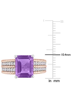 Cheap 🎁 Octagon Amethyst and White Topaz Cocktail Ring in White and Rose Plated Sterling Silver by Belk & Co. 🤩 -DealsBelk & Co. Store Belk 10912