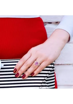 Cheap 🎁 Octagon Amethyst and White Topaz Cocktail Ring in White and Rose Plated Sterling Silver by Belk & Co. 🤩 -DealsBelk & Co. Store Belk 10913