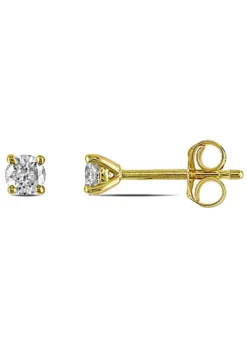 Budget ๐ 1/4 ct. t.w. Diamond Stud Earrings in 14K Yellow Gold by Belk & Co. ๐งจ