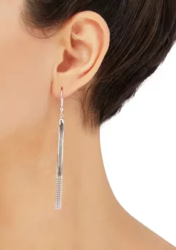 Outlet 👏 Multi Row Snake Chain and Bead Drop Tassel Earrings in Sterling Silver by Belk & Co. 🌟 -DealsBelk & Co. Store Belk 10947