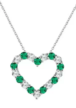 Wholesale ๐ Created Emerald and White Sapphire Heart Pendant Necklace in Sterling Silver by Belk & Co. ๐