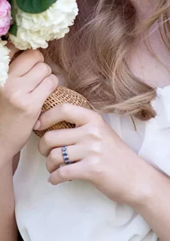 Outlet ❤️ 1.5 ct. t.w. Sapphire and 1/6 ct. t.w. Diamond Semi Eternity Ring in 14K White Gold by Belk & Co. 🧨 -DealsBelk & Co. Store Belk 10976