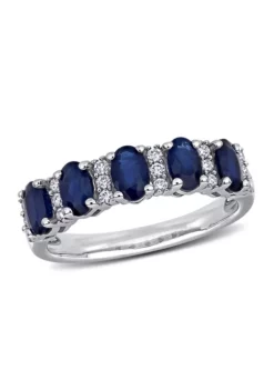 Outlet ❤️ 1.5 ct. t.w. Sapphire and 1/6 ct. t.w. Diamond Semi Eternity Ring in 14K White Gold by Belk & Co. 🧨 -DealsBelk & Co. Store Belk 10977