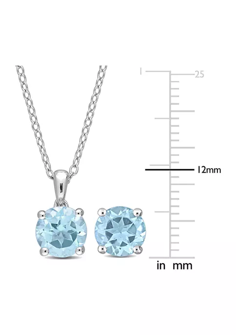 Cheap ๐ฅ 4 3/5 CT TGW Blue Topaz-Sky Solitaire Stud Earring and Pendant with chain Set in Sterling Silver by Belk & Co. ๐ 2 Cheap ๐ฅ 4 3/5 CT TGW Blue Topaz-Sky Solitaire Stud Earring and Pendant with chain Set in Sterling Silver by Belk & Co. ๐ - Image 2
