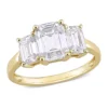 Cheap 🎁 3.2 ct. t.w. Created Moissanite 3-Stone Engagement Ring in 10K Yellow Gold by Belk & Co. ✔️