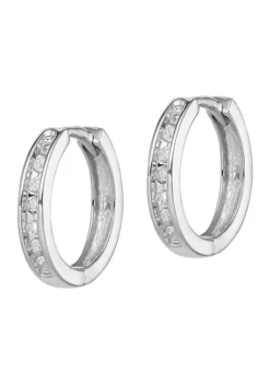 Best deal 💯 1/10 ct. t.w. Diamond Huggie Earrings in Rhodium Plated Sterling Silver by Belk & Co. ❤️