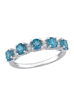 Best reviews of ❤️ 1.62 ct. t.w. London Blue Topaz and White Topaz Semi Eternity Ring in Sterling Silver by Belk & Co. ⌛ -DealsBelk & Co. Store Belk 11081