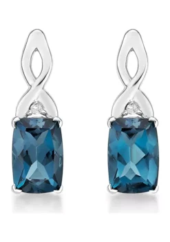 Brand new 🔔 1.38 ct. t.w. London Blue Topaz and 1/10 ct. t.w. Diamond Earrings in 10K White Gold by Belk & Co. 👏