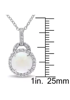 Hot Sale 😍 2.16 ct. t.g.w. Opal and White Topaz Halo Charm Pendant with Chain in Sterling Silver by Belk & Co. 🥰 -DealsBelk & Co. Store Belk 11106