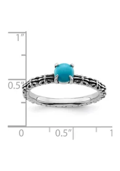 Best deal ⭐ Sterling Silver Stackable Expressions Antiqued Turquoise Ring by Belk & Co. 🧨 -DealsBelk & Co. Store Belk 11120
