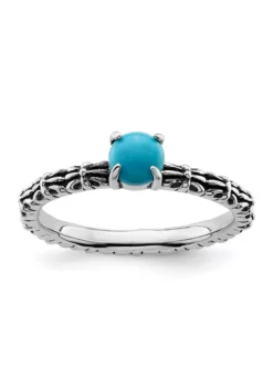 Best deal ⭐ Sterling Silver Stackable Expressions Antiqued Turquoise Ring by Belk & Co. 🧨 -DealsBelk & Co. Store Belk 11121