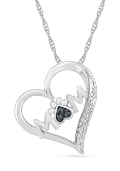 Promo 🔔 Diamond Accent Sterling Silver Black and White Mom Pendant Necklace by Belk & Co. 💯 -DealsBelk & Co. Store Belk 11137
