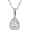 Top 10 😍 1.3 ct. t.w. Created Moissanite Teardrop Halo Necklace in Sterling Silver by Belk & Co. ✨