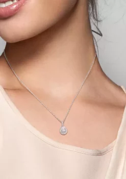 Top 10 😍 1.3 ct. t.w. Created Moissanite Teardrop Halo Necklace in Sterling Silver by Belk & Co. ✨ -DealsBelk & Co. Store Belk 11150