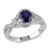 Best Pirce 😍 Lab Created 2 1/10 CT TGW Created Blue and Created White Sapphire Crossover Twist Ring in Sterling Silver by Belk & Co. 🌟