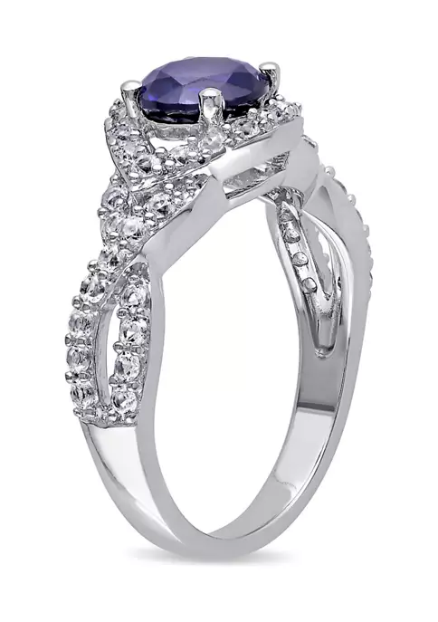 Best Pirce 😍 Lab Created 2 1/10 CT TGW Created Blue and Created White Sapphire Crossover Twist Ring in Sterling Silver by Belk & Co. 🌟 3 Best Pirce 😍 Lab Created 2 1/10 CT TGW Created Blue and Created White Sapphire Crossover Twist Ring in Sterling Silver by Belk & Co. 🌟 - Image 3