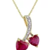 Hot Sale 🔔 2.62 ct. t.w. Created Ruby Heart Necklace with Diamonds in 10k Yellow Gold by Belk & Co. 🔔