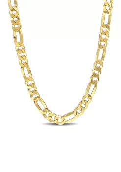 Best Pirce ❤️ 18k Yellow Gold Plated Sterling Silver 8.9mm Flat Figaro Chain Necklace by Belk & Co. ⭐