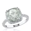 Best deal ⌛ Green Amethyst and Diamond Ring in Sterling Silver by Belk & Co. ✔️
