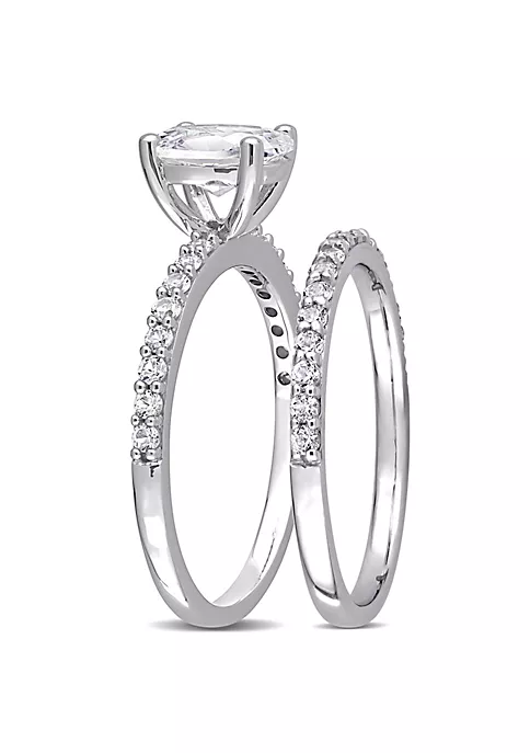 Best Sale ⭐ Lab Created Oval Cut Created White Sapphire Engagement Ring and Matching Eternity Ring 2pc Set in 10K White Gold by Belk & Co. ✨ 2 Best Sale ⭐ Lab Created Oval Cut Created White Sapphire Engagement Ring and Matching Eternity Ring 2pc Set in 10K White Gold by Belk & Co. ✨ - Image 2