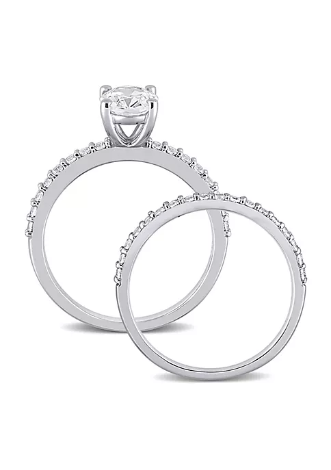Best Sale ⭐ Lab Created Oval Cut Created White Sapphire Engagement Ring and Matching Eternity Ring 2pc Set in 10K White Gold by Belk & Co. ✨ 3 Best Sale ⭐ Lab Created Oval Cut Created White Sapphire Engagement Ring and Matching Eternity Ring 2pc Set in 10K White Gold by Belk & Co. ✨ - Image 3