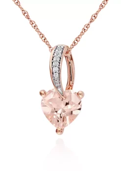 Buy 💯 10k Rose Gold Morganite and Diamond Heart Pendant by Belk & Co. 👏
