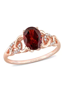 Wholesale 🥰 Oval Garnet and Diamond Accent Link Ring in 10k Rose Gold by Belk & Co. ⭐