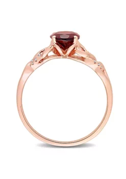 Wholesale 🥰 Oval Garnet and Diamond Accent Link Ring in 10k Rose Gold by Belk & Co. ⭐ -DealsBelk & Co. Store Belk 11233