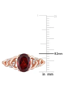 Wholesale 🥰 Oval Garnet and Diamond Accent Link Ring in 10k Rose Gold by Belk & Co. ⭐ -DealsBelk & Co. Store Belk 11234