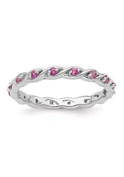 Budget ⌛ 1/3 ct. t.w. Lab Created Pink Sapphire Stackable Expressions Ring in Sterling Silver by Belk & Co. 🌟 -DealsBelk & Co. Store Belk 11268