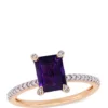 Hot Sale ⌛ 1.5 ct. t.w. Amethyst and 1/10 ct. t.w. Diamond Ring in 10k Rose Gold by Belk & Co. 🌟