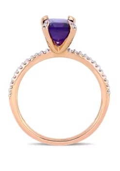 Hot Sale ⌛ 1.5 ct. t.w. Amethyst and 1/10 ct. t.w. Diamond Ring in 10k Rose Gold by Belk & Co. 🌟 -DealsBelk & Co. Store Belk 11287