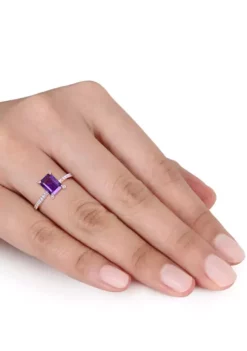 Hot Sale ⌛ 1.5 ct. t.w. Amethyst and 1/10 ct. t.w. Diamond Ring in 10k Rose Gold by Belk & Co. 🌟 -DealsBelk & Co. Store Belk 11288