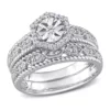 Best deal 👍 1/4 CT TW Diamond Hexagon Halo Bridal Ring Set in Sterling Silver by Belk & Co. 👍
