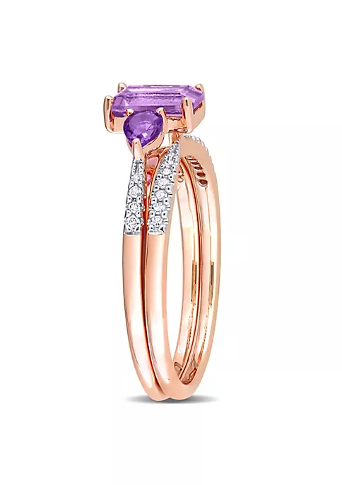 Promo ๐ฏ Rose de France Amethyst and 1/10 CT TW Diamond Bridal Ring Set in 10k Rose Gold by Belk & Co. ๐ 2 Promo ๐ฏ Rose de France Amethyst and 1/10 CT TW Diamond Bridal Ring Set in 10k Rose Gold by Belk & Co. ๐ - Image 2