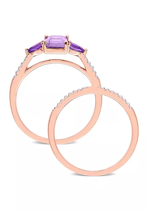 Promo ๐ฏ Rose de France Amethyst and 1/10 CT TW Diamond Bridal Ring Set in 10k Rose Gold by Belk & Co. ๐ 3 Promo ๐ฏ Rose de France Amethyst and 1/10 CT TW Diamond Bridal Ring Set in 10k Rose Gold by Belk & Co. ๐ - Image 3