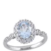 Hot Sale 🔥 1.13 ct t.w. Aquamarine, White Topaz, and 1/10 ct. t.w. Diamond Accent Halo Vintage Ring in 14K White Gold by Belk & Co. ✔️