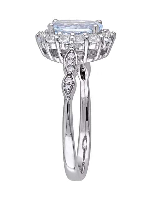 Hot Sale ๐ฅ 1.13 ct t.w. Aquamarine, White Topaz, and 1/10 ct. t.w. Diamond Accent Halo Vintage Ring in 14K White Gold by Belk & Co. โ๏ธ 2 Hot Sale ๐ฅ 1.13 ct t.w. Aquamarine, White Topaz, and 1/10 ct. t.w. Diamond Accent Halo Vintage Ring in 14K White Gold by Belk & Co. โ๏ธ - Image 2