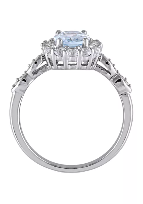 Hot Sale ๐ฅ 1.13 ct t.w. Aquamarine, White Topaz, and 1/10 ct. t.w. Diamond Accent Halo Vintage Ring in 14K White Gold by Belk & Co. โ๏ธ 3 Hot Sale ๐ฅ 1.13 ct t.w. Aquamarine, White Topaz, and 1/10 ct. t.w. Diamond Accent Halo Vintage Ring in 14K White Gold by Belk & Co. โ๏ธ - Image 3