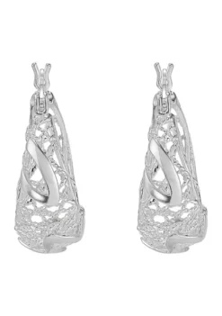 Best Pirce ⌛ Round Gallery Hoop Earrings in Sterling Silver by Belk & Co. ⭐