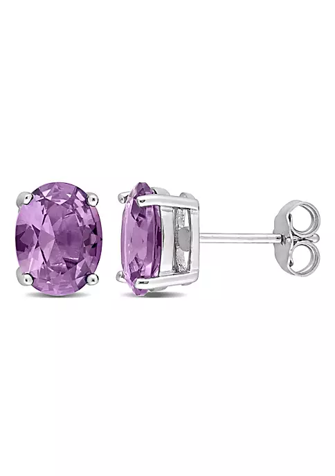 Brand new 🤩 Lab Created 5 CT TGW Oval Created Alexandrite Stud Earrings in Sterling Silver by Belk & Co. 😍 4 Brand new 🤩 Lab Created 5 CT TGW Oval Created Alexandrite Stud Earrings in Sterling Silver by Belk & Co. 😍 - Image 4