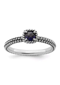 Best deal 🎉 1/3 ct. t.w. Lab Created Sapphire Polished Stackable Expressions Ring in Sterling Silver by Belk & Co. 🥰