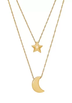 Wholesale ๐ Polished Star & Moon Necklace in 10k Yellow Gold by Belk & Co. โค๏ธ