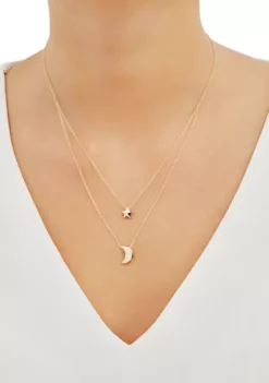 Wholesale 🔔 Polished Star & Moon Necklace in 10k Yellow Gold by Belk & Co. ❤️ -DealsBelk & Co. Store Belk 11336